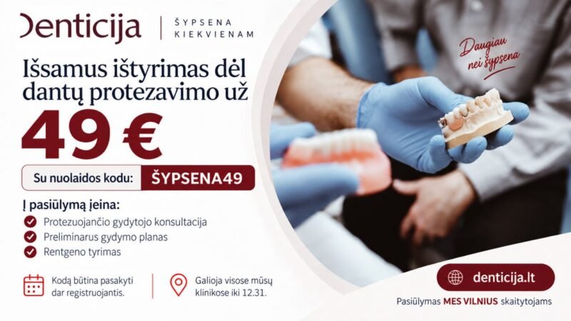 Išsamus ištyrimas dėl dantų protezavimo už 49 €